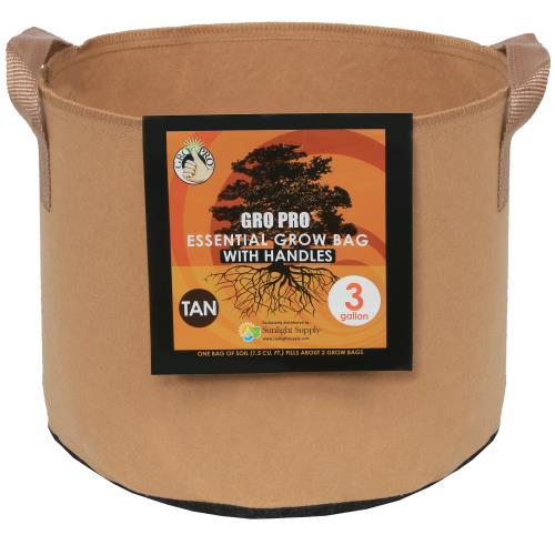 Gro Pro Essential Round Fabric Pot w/ Handles (Tan)