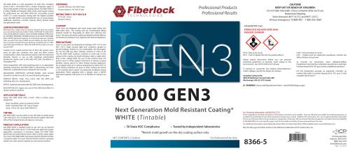 FiberLock IAQ 6000 GEN3 Low VOC Mold Coat, 5 Gallons